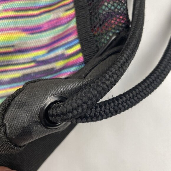 Adidas Drawstring Bag Backpack Women's Colorful Triple Stripe Logo Zip Pocket - Picture 6 of 12